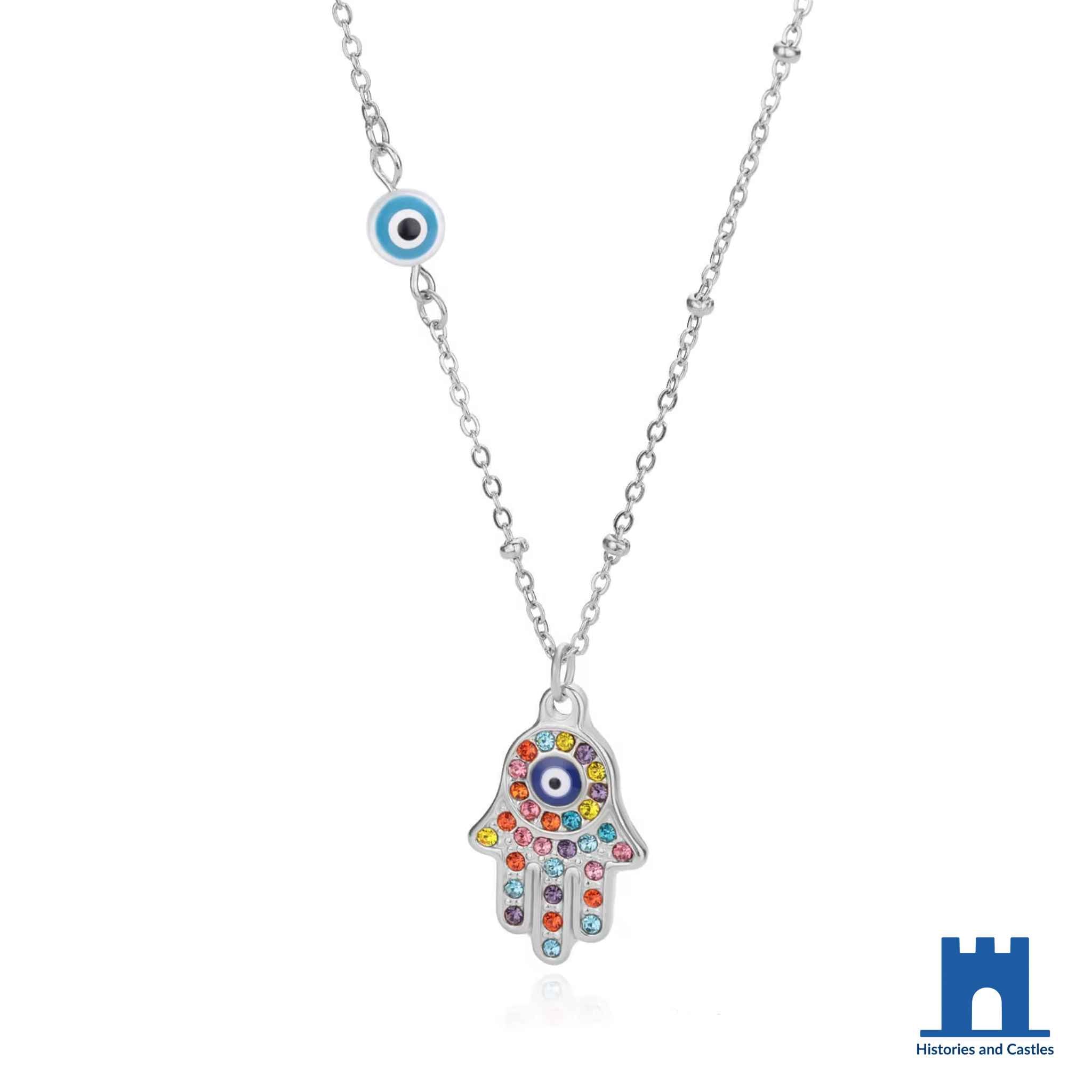 Turkish Hamsa Evil Eye Choker Necklace | Protective Symbol Jewellery Silver Jewellery Silver