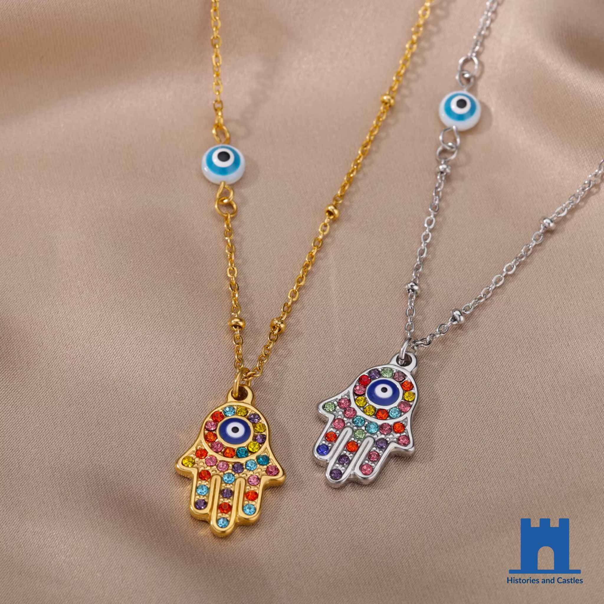 Turkish Hamsa Evil Eye Choker Necklace | Protective Symbol Jewellery Jewellery