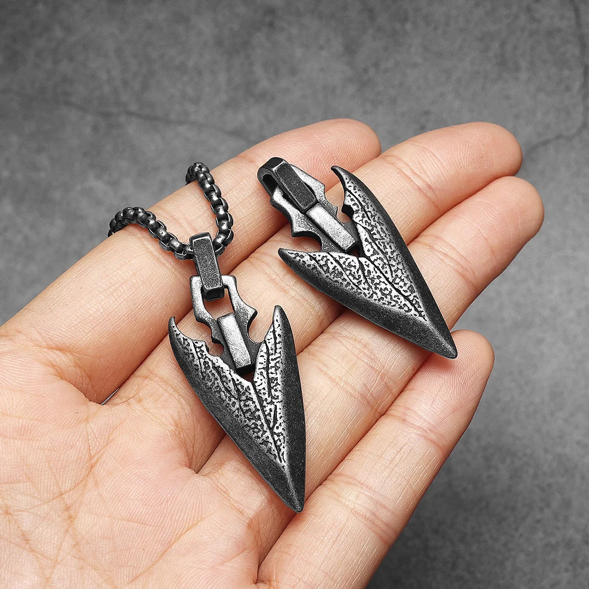 The Hunter’s Mark: Stainless Steel Viking Spearhead & Arrow Pendant Jewellery