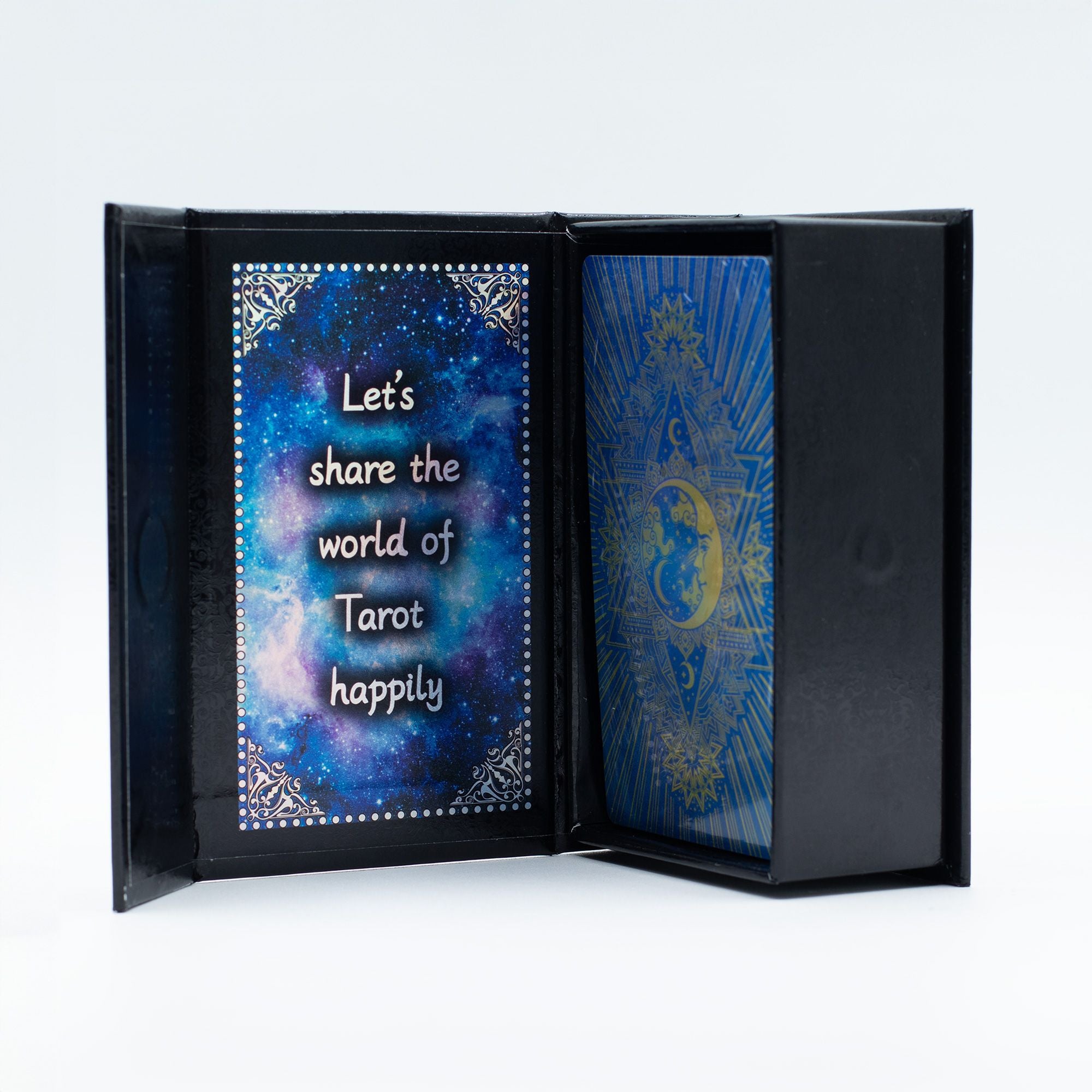 Moon Face Tarot Deck – Blue Foil Card Set with Guidebook & Gift Box Tarot Cards
