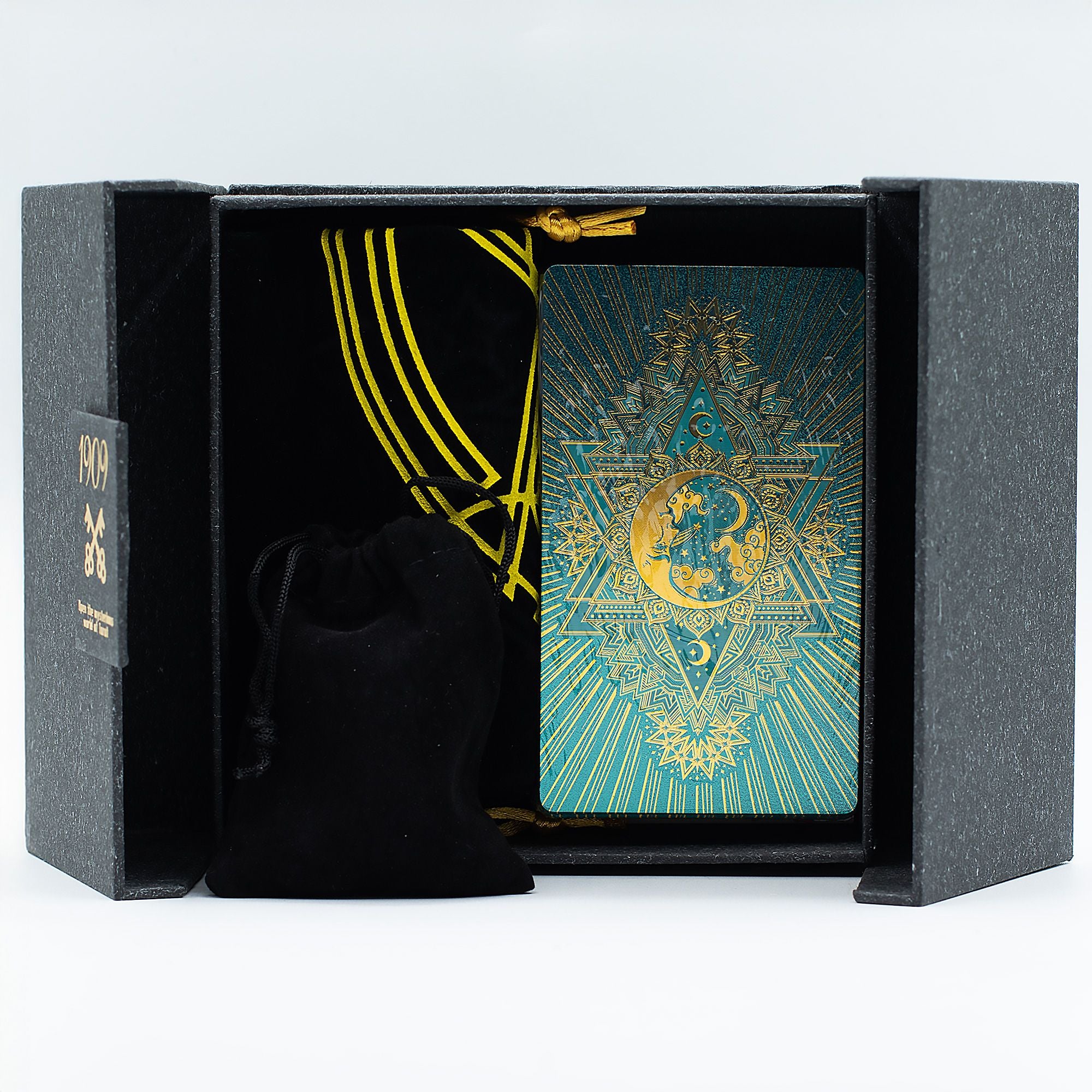 Gold & Turquoise Foil Tarot Card Set with Guidebook & Luxury Gift Box Tarot Cards & Reading Cloths