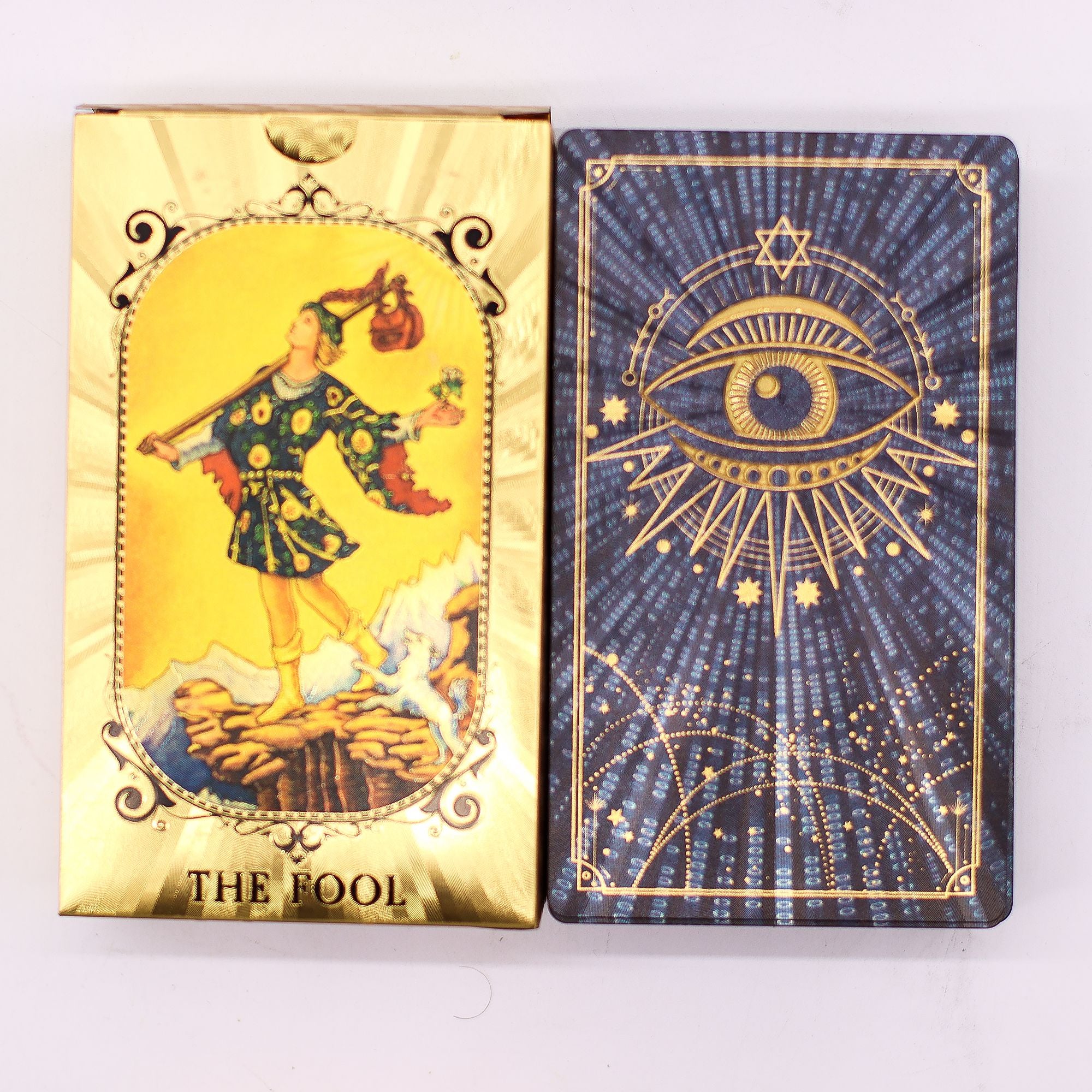 Blue & Gold Foil Tarot Card Set – All Seeing Eye Deck Tarot Cards
