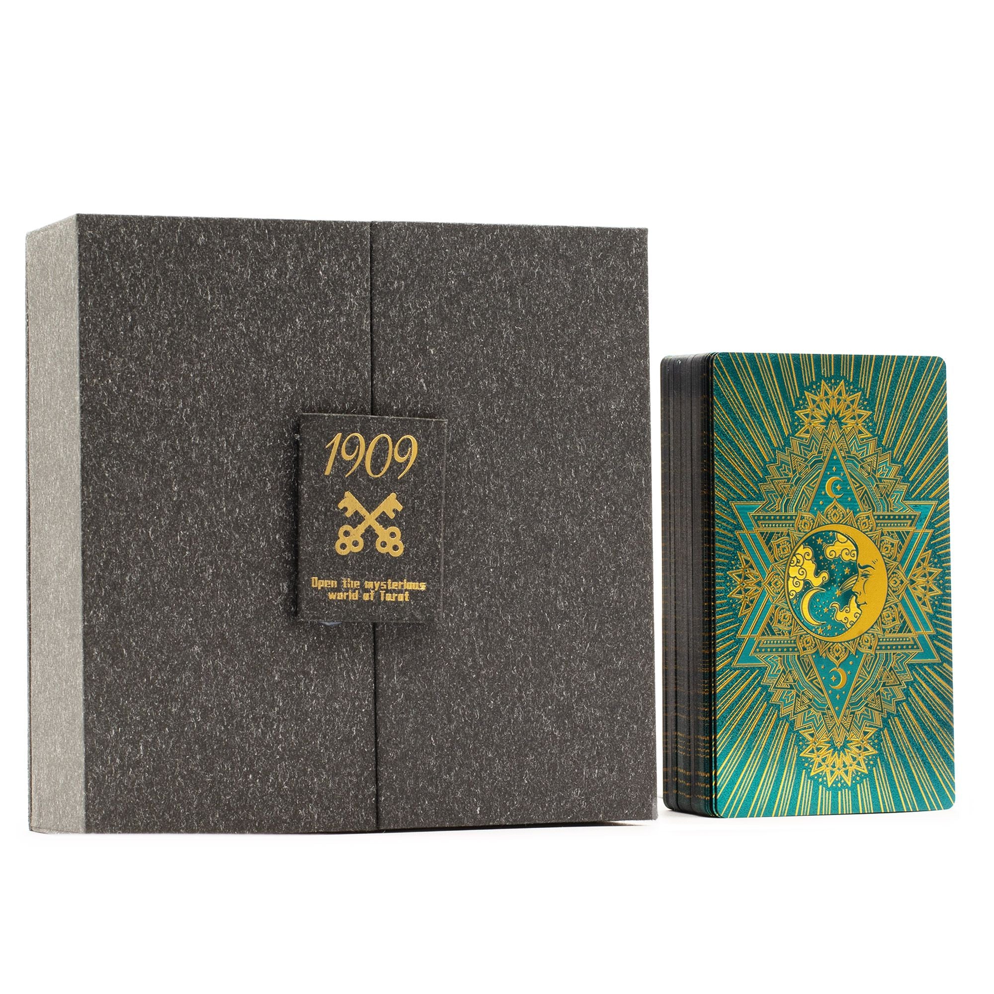 Gold & Turquoise Foil Tarot Card Set with Guidebook & Luxury Gift Box Tarot Cards & Reading Cloths