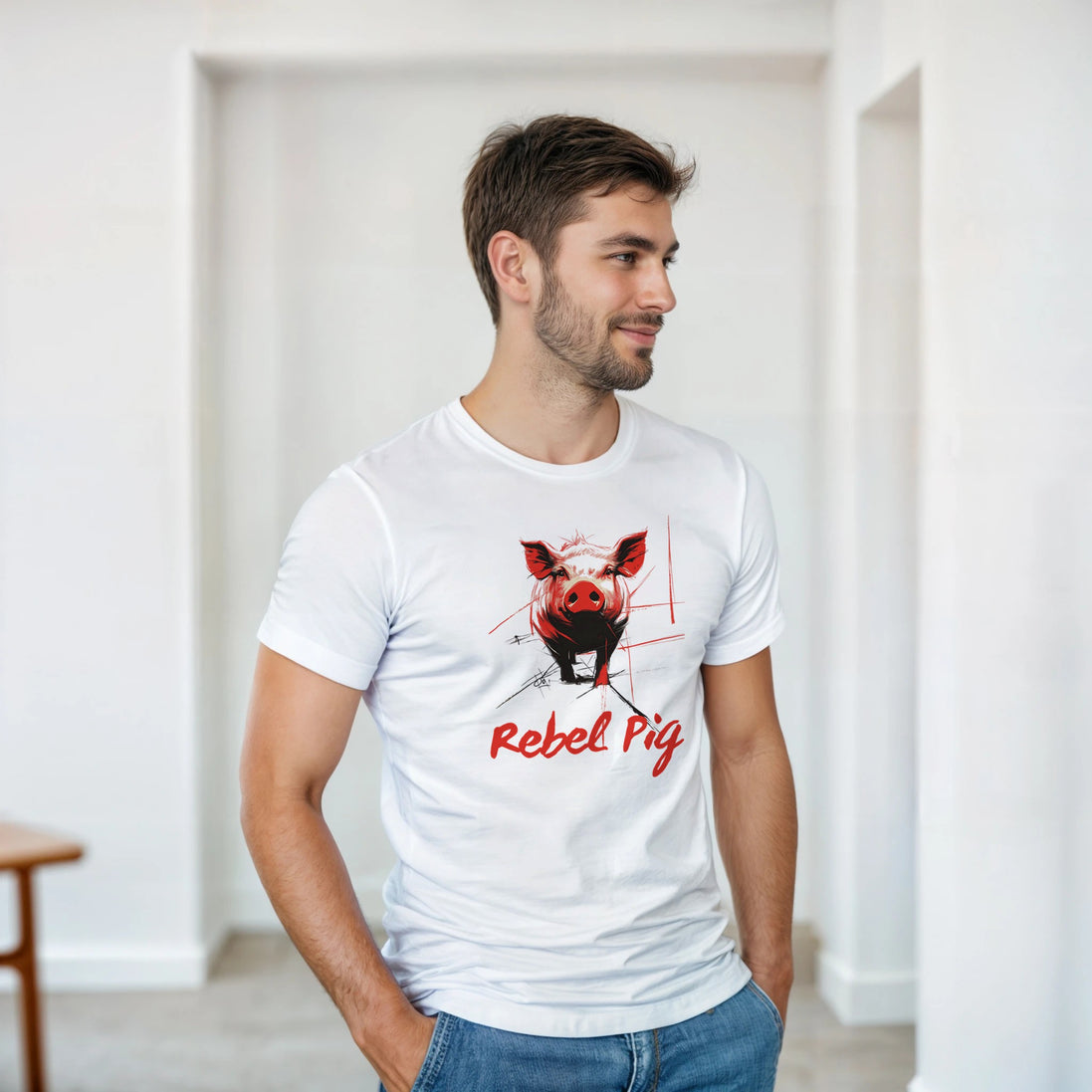 Rebel Pig T-shirt Print Material