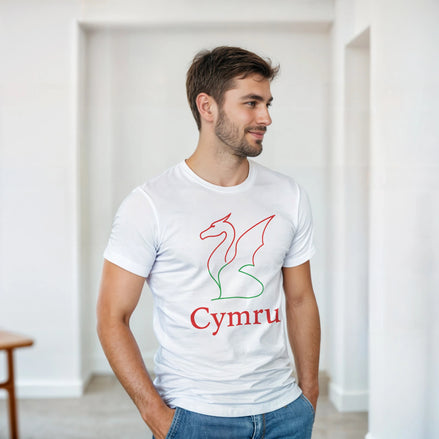 Cymru Welsh Dragon Minimalist T-Shirt Red Dragon