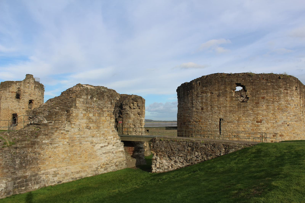 The bridge to the great tower of Flint Castle beside the curtain wall, October 2026