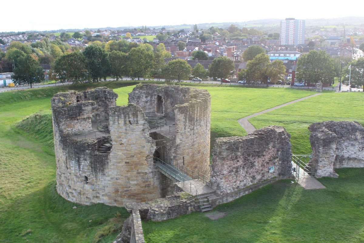 The great tower of Flint Castle seen across the inner ward from the north-east tower, October 2026