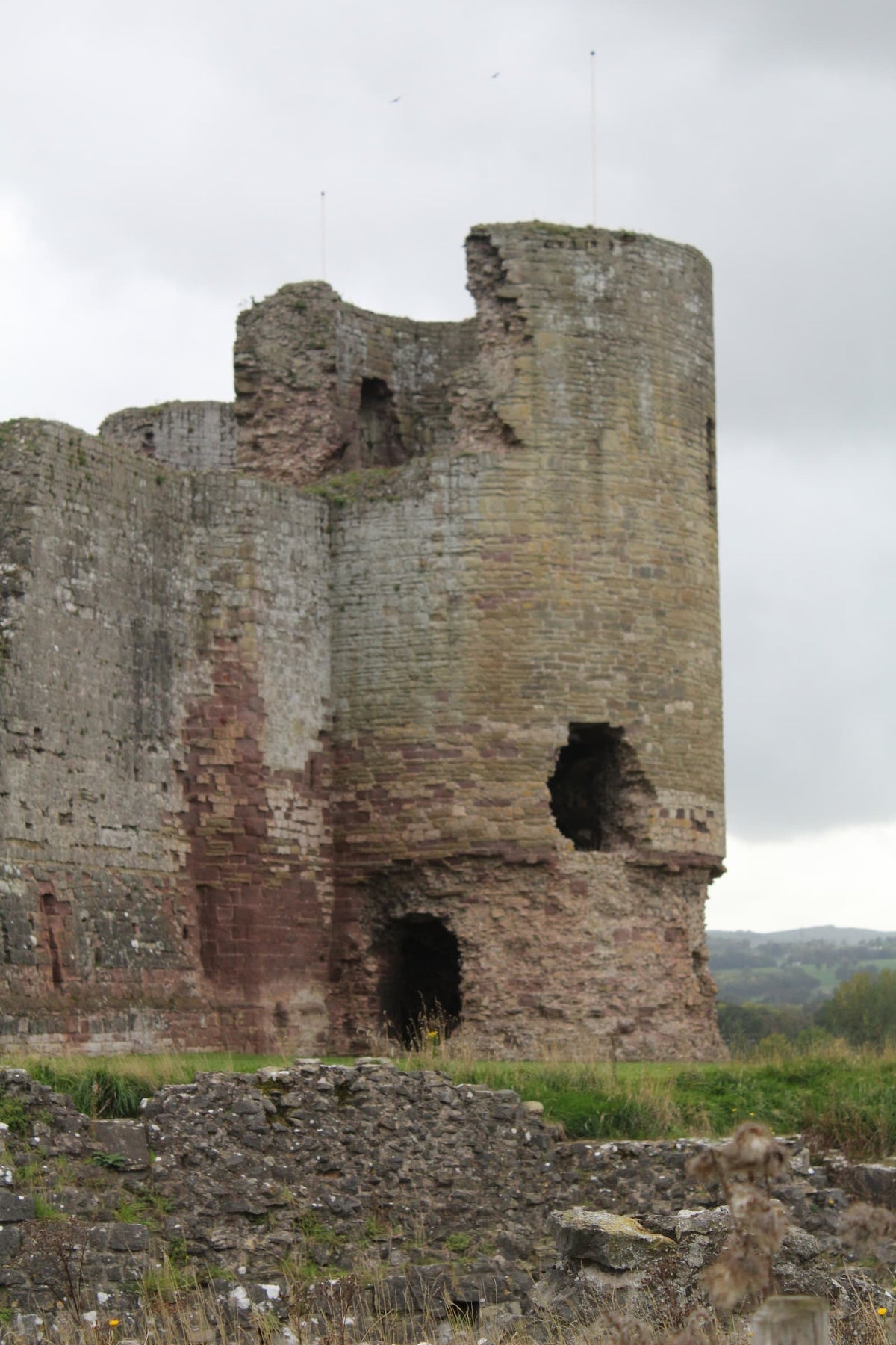 A ruined round tower at Rhuddlan Castle