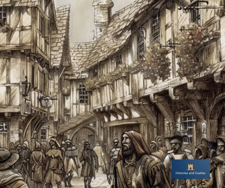 A busy medieval town