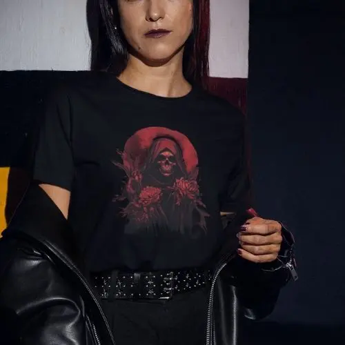 Gothic Grim Reaper Floral T-Shirt – Beautiful for Dark Souls