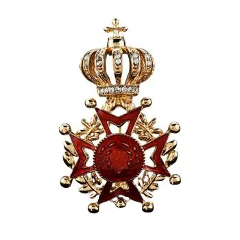 Red Crystal Crown Star Brooch – Royal-Inspired Vintage Jewellery