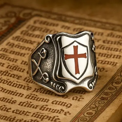 Knights Templar Cross Ring – Medieval Protection Symbol for Strength & Loyalty