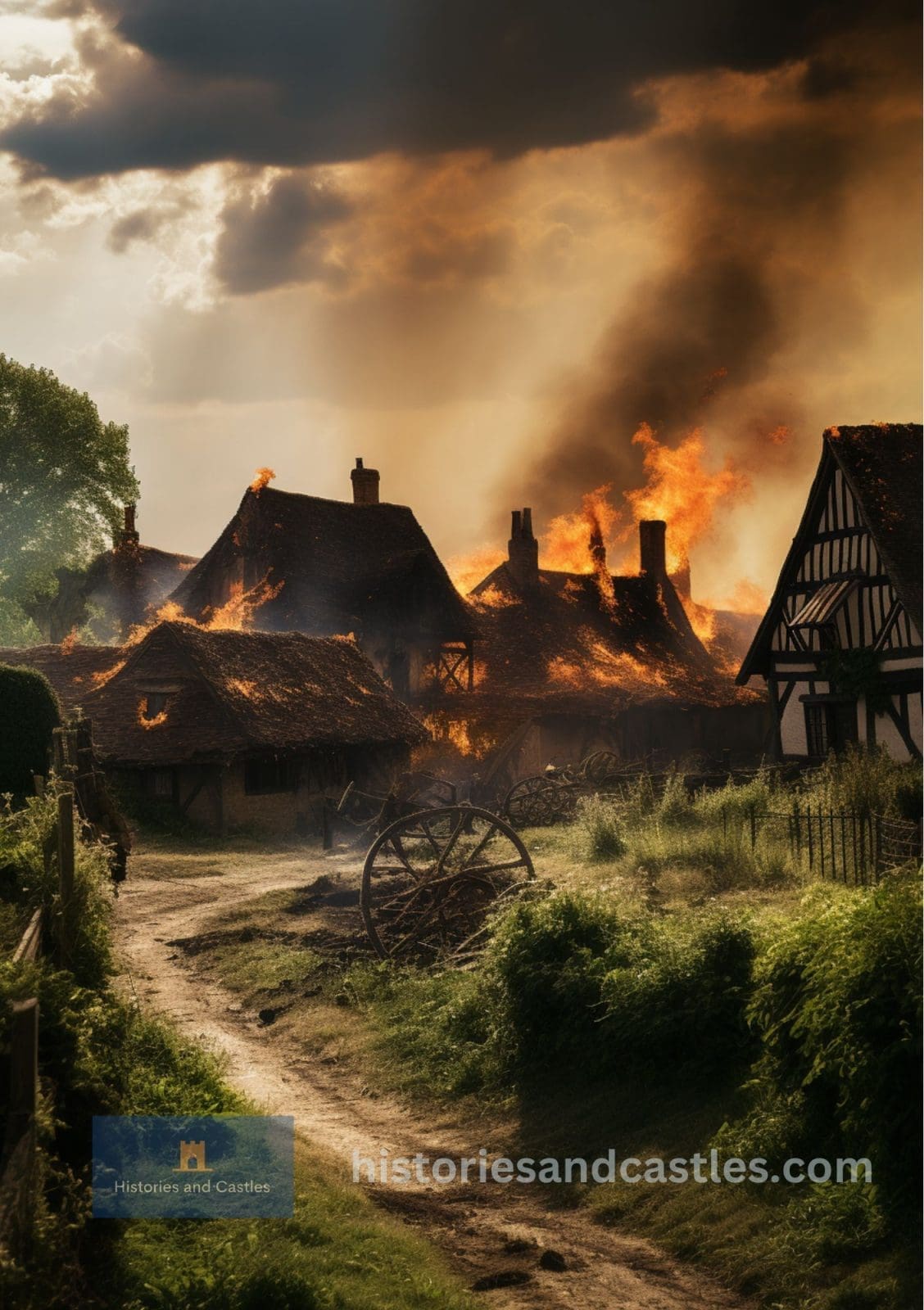 burning Welsh village