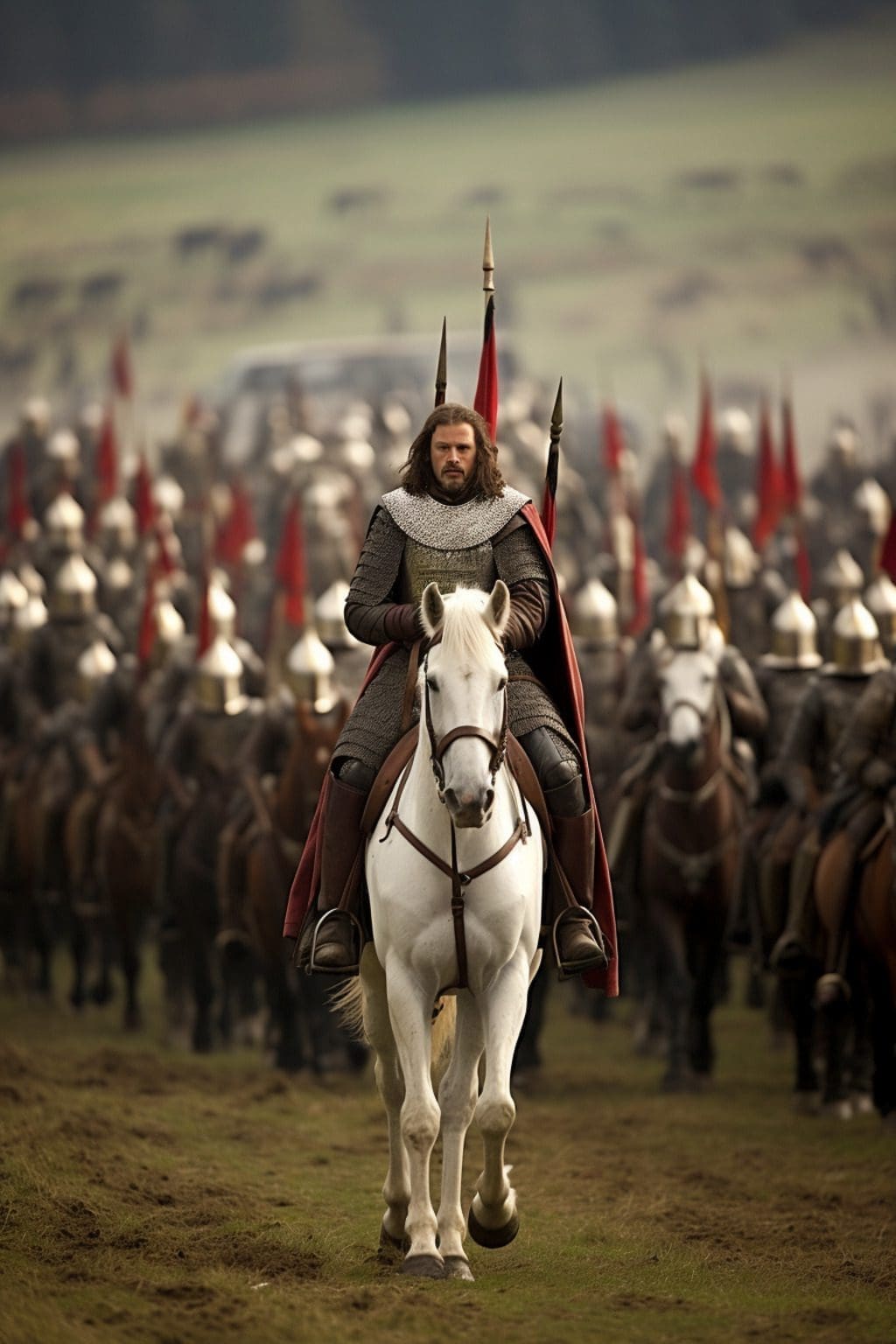 image of a soldier on a horse with an army