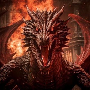 image of the head of a red dragon