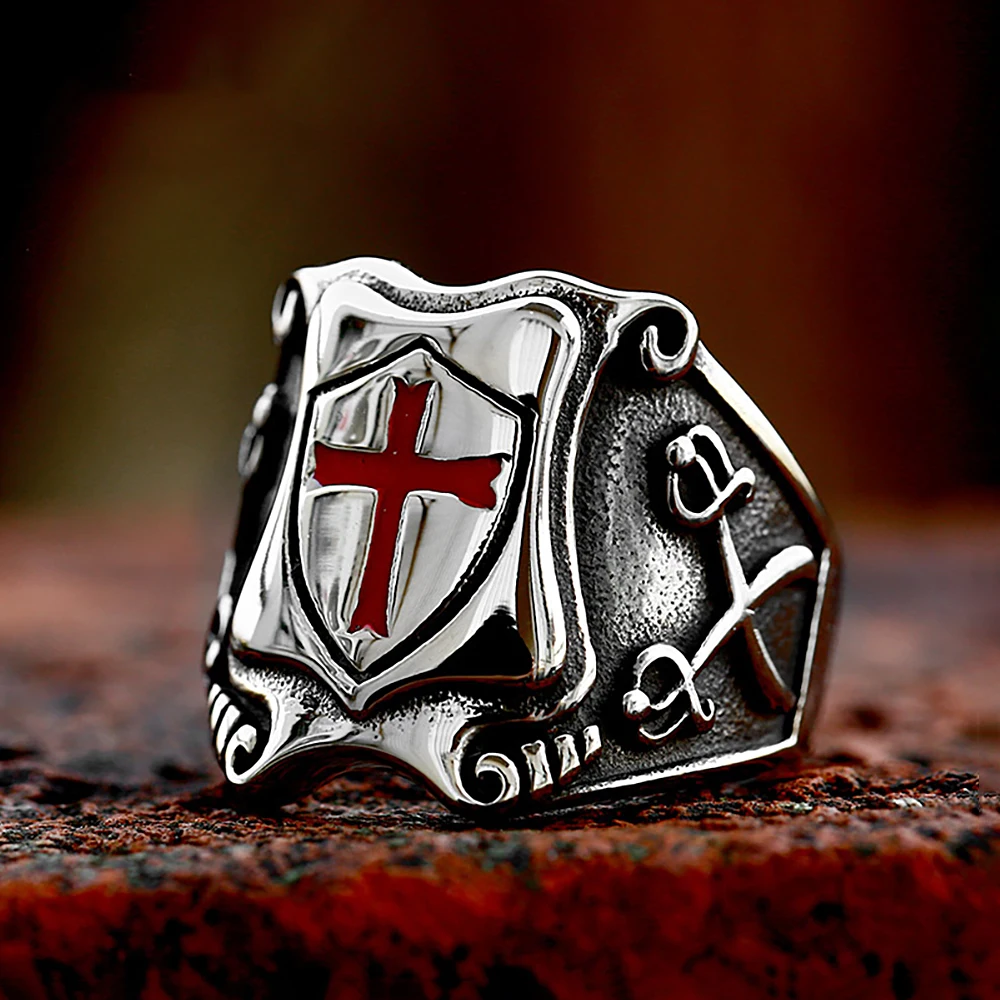 Vintage Knights Templar Cross Ring – Courage & Protection Symbol