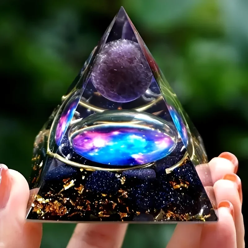 Galaxy Orgone Pyramid with Amethyst Ball