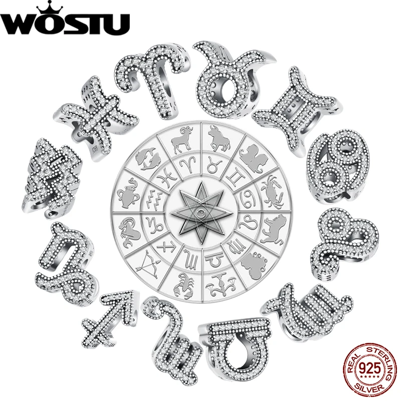 12 Zodiac Zircon Charms