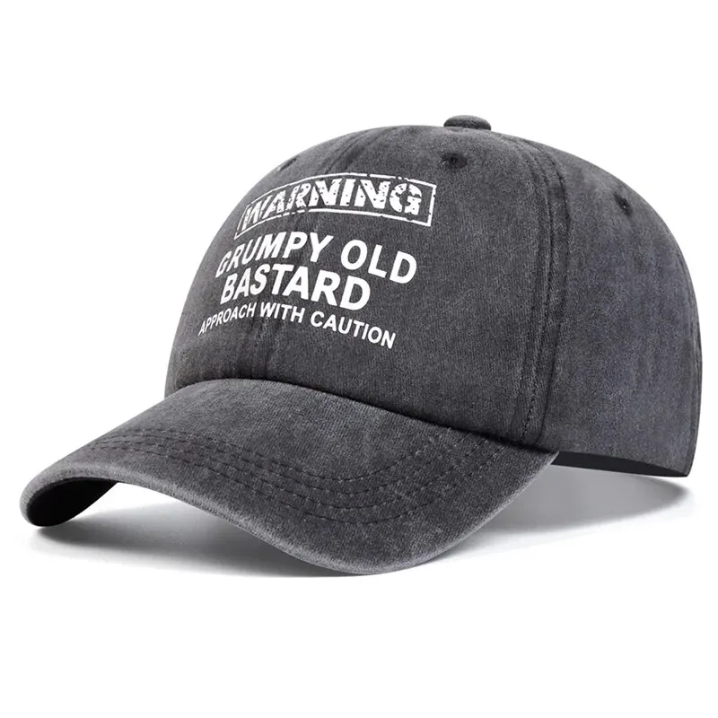 Grumpy Old Bastard Print Wash Baseball Cap - Image 3