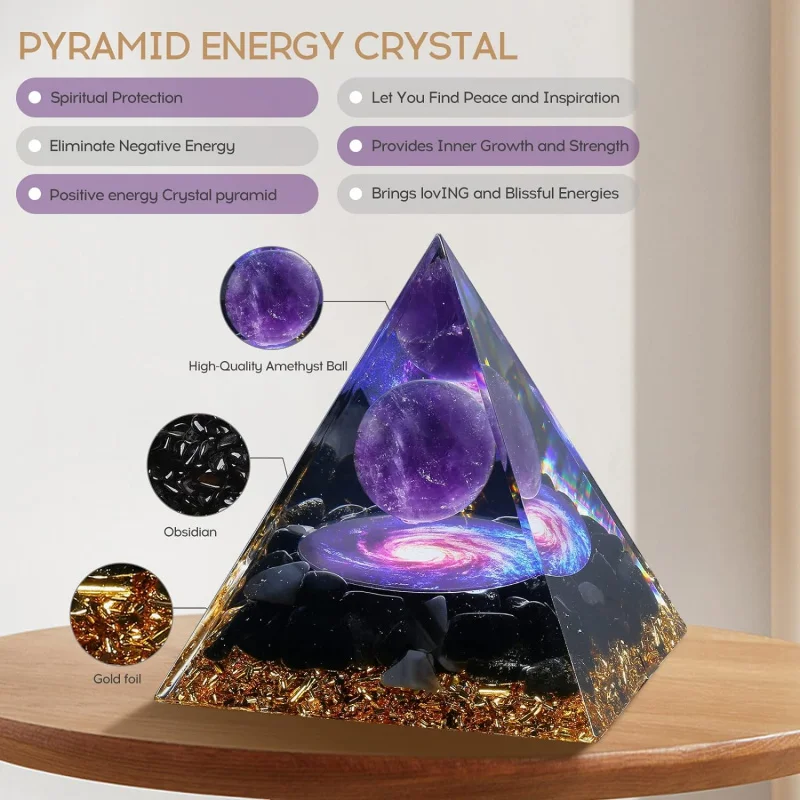 Orgonite Amethyst Pyramid – Crystal Energy and Medieval Charm - Image 3