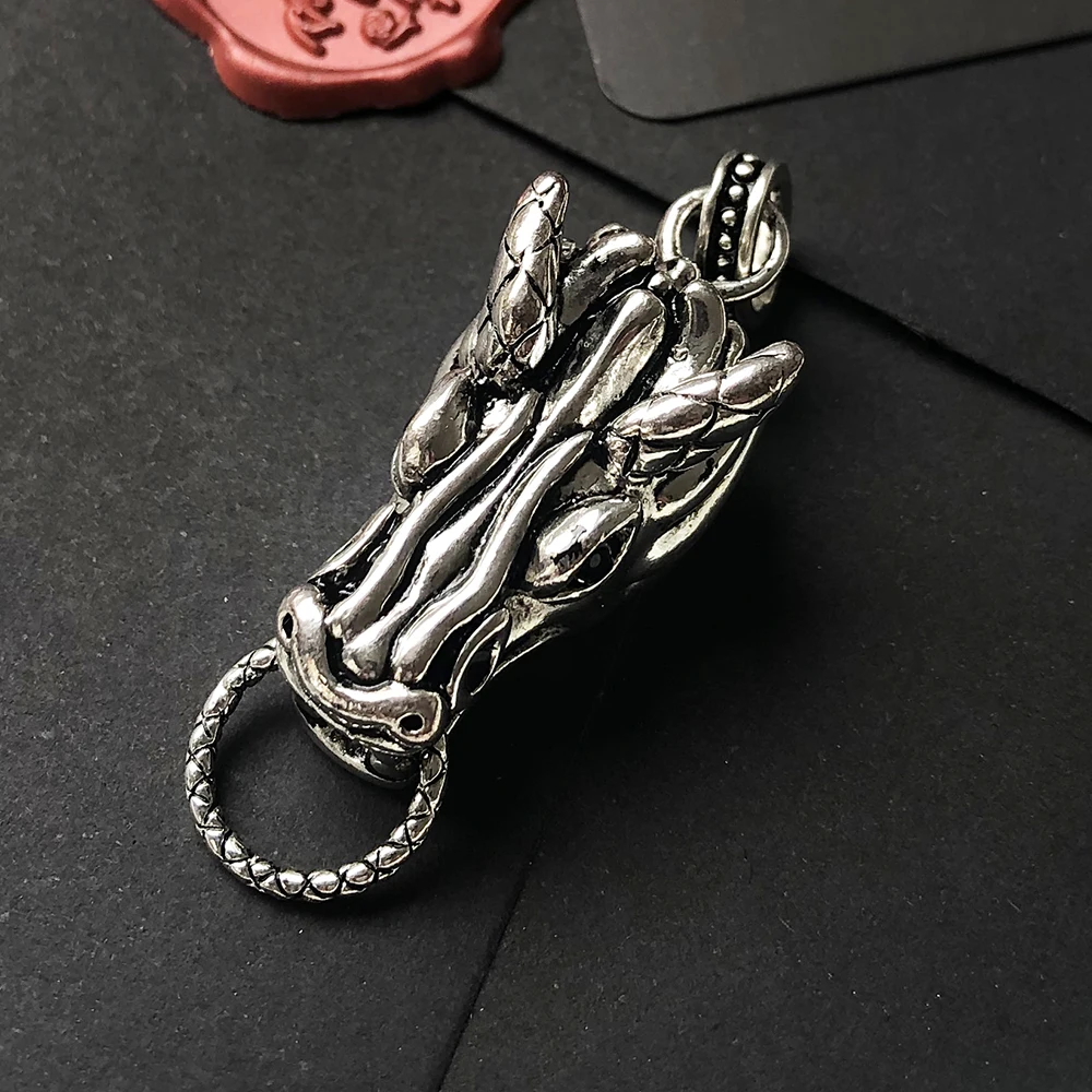 Sterling Silver Dragon Head Pendant - Image 5